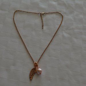 South Hill Designs Rose-gold-Tone Necklace with Angel Wing & Pearl Charms